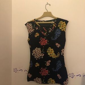 Black strappy floral tank top